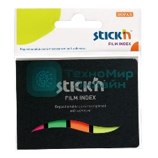 Закладки самоклеящиеся, индексы пластиковые Stick`n 21077 4 цвета в упаковке, 25 листов, в обложке 25x45мм,+12x45мм, европодвес