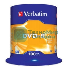 Диск DVD-R Verbatim 4.7Gb 16x Cake Box (100шт) (43549)