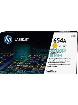 Тонер Картридж HP 654A CF332A желтый для HP CLJ Ent M651n/M651dn/M651xh/M680dn/M680f (15000 стр.)