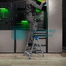 Стремянка двухсторонняя Сибртех 3 ст., сталь профиль, стальные ступени