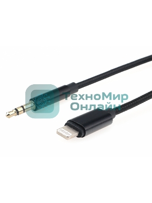 Кабель-переходник USB Cablexpert CCAB-AP35M-1M-B, Lightning/Jack3.5, Mobile, 1м, черный, коробка