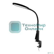 Светильник настольный Camelion KD-837 C02 черный LED на струбц., 7Вт, 230В, 450лм, сенс.рег. ярк и цвет.темп, USB-5В,1А