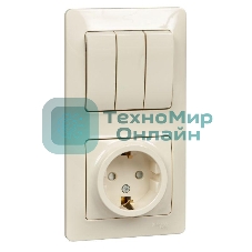 Блок комбинированный GLOSSA розетка защ. шторки с заземл. + выкл. 3-кл. беж. SchE