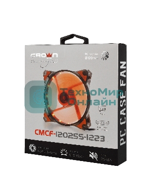 Вентилятор для корпуса Crown CMCF-12025S-1223 черный/оранжевый, 120 мм, 1650 об/мин, 28 дБ, 3 pin