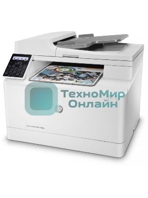 МФУ лазерное HP Color LaserJet Pro M183fw (7KW56A), A4, цветной, печ. до 16 стр/мин., скан. до 15 стр/мин. (ч/б) 8 стр/мин. (цвет), 600 x 600 dpi (печать) 1200x1200dpi (скан.), USB, RJ-45, Wi-Fi, Air Print, Mopria