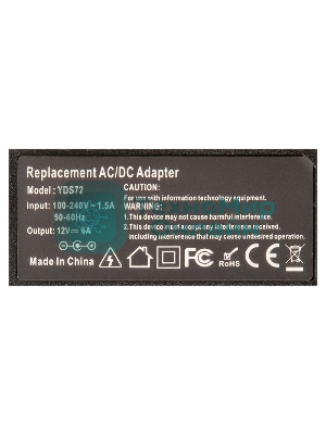 Блок питания для монитора и телевизора LCD 12V 6A, 72W, 5.5х2.1