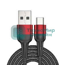 Кабель Rexant USB-A - Type-C, 5А, 50Вт, 1м, в черной нейлоновой оплетке