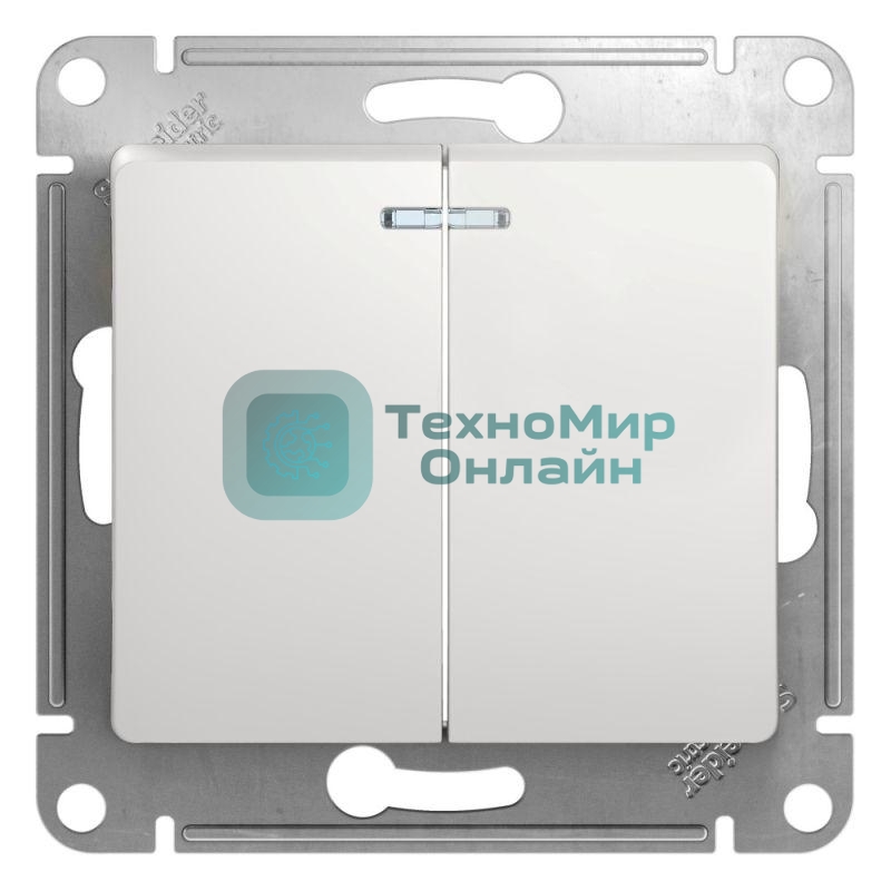 Механизм выключателя 2-кл. СП Glossa 10А IP20 10AX с подсветкой бел. SchE GSL000153
