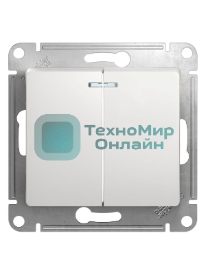 Механизм выключателя 2-кл. СП Glossa 10А IP20 10AX с подсветкой бел. SchE GSL000153