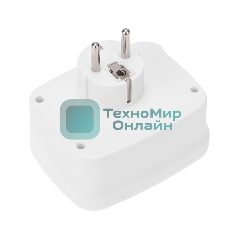 Тройник электрический Rexant 16А + 2х2,5А с заземлением + 3хUSB-A 2,4А + USB Type-C 3А, белый