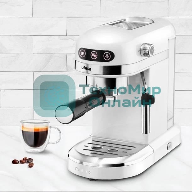 Кофеварка рожковая Ufesa PALERMO WHITE белый, исп. кофе - молотый, 1.5 л, 1350 Вт, 20 бар