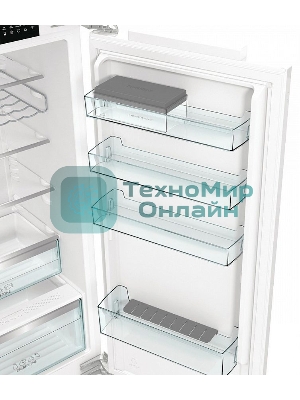 Встраиваемый холодильник Gorenje NRKI519E82WF, 193 см, электронное управление, цифровой дисплей, Wi-Fi, NoFrost Dual, Multiflow 360, контейнер CrispZone с контролем влажности, функция ConvertActive, AdaptTech, MultiAdjust, жесткое крепление, инверторный компрессор, уровень шума 35 дБ