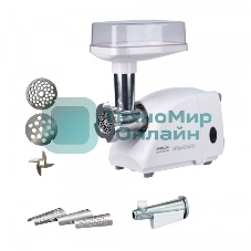 Мясорубка электрическая Аксион М14.04 белый, 600 Вт, 0.5 кг/мин, защита от перегрузки, насадки - 4