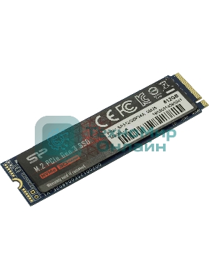 Накопитель SSD Silicon Power P34A60, 512Gb, M.2 2280, PCIe 3.0 x4, NVMe, R/W 2200/1600