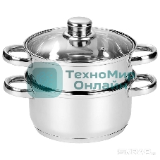 Пароварка электрическая MEDIANO 2х-уровневая из нерж стали, объем 2,5 л, индукция/капс дно