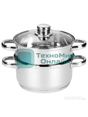 Пароварка электрическая MEDIANO 2х-уровневая из нерж стали, объем 2,5 л, индукция/капс дно