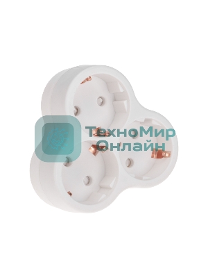 Тройник электрический Rexant пирамида 16 А с заземлением белый