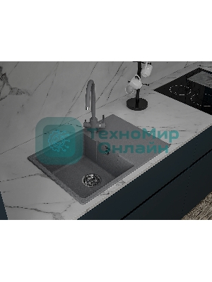 Мойка GranFest Urban 668L темно-серый 1-чаша+крыло 680x490мм, монтаж: врезной, материал: кварц
