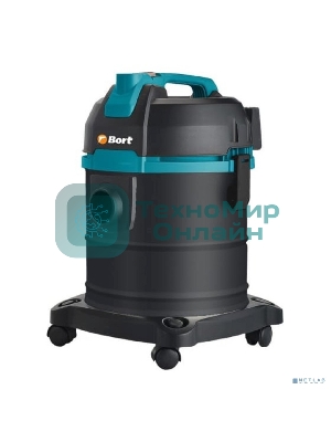 Строительный пылесос Bort BSS-1220 черный (93412598) 240/1200 Вт, уборка сухая/влажная, пылесборник мешок/контейнер, 20 л