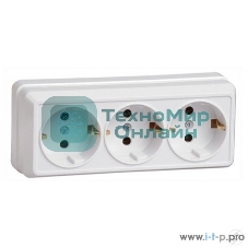 Розетка IEK ERO31-K01-16-DC РС23-3-ОБ 3 местн. с з/к 16А откр.уст. ОКТАВА (белый)