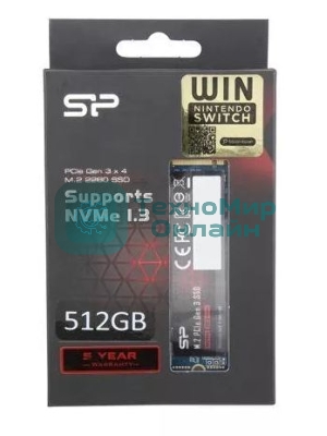 Накопитель SSD Silicon Power P34A60, 512Gb, M.2 2280, PCIe 3.0 x4, NVMe, R/W 2200/1600