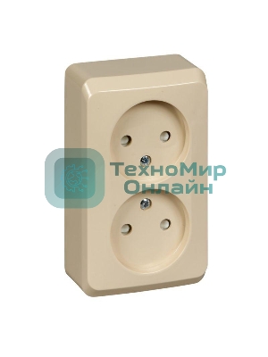 Розетка 2-м ОП Этюд 16А IP20 защ. шторки без заземл. крем. SchE PA16-006K