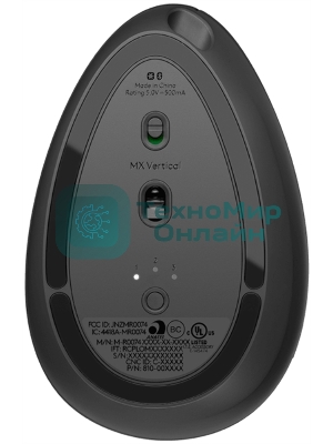 Мышь беспроводная/проводная Logitech MX Vertical графитовый, 4000 dpi, радиоканал, Bluetooth, USB, кнопки - 6