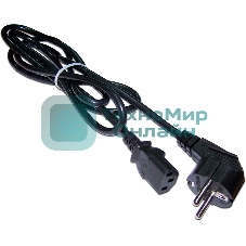Шнур питания Lanmaster C13-Schuko угловая, 3х0.75, 220В, 10А, черный, 1 метр