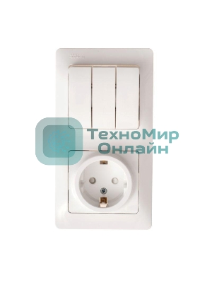 Блок комбинированный GLOSSA розетка + выкл. 3-кл. бел. SchE