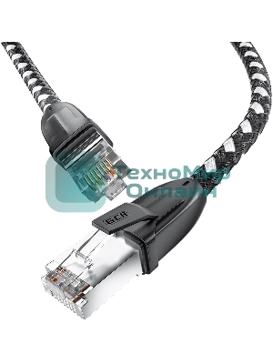 Патч-корд GCR PROF прямой 3.0m, UTP медь cat.6, STRONG черно-белый нейлон, ethernet high speed 10 Гбит/с, T568B, GCR-52778