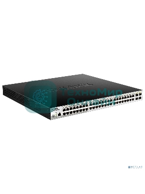 Коммутатор управляемый 2 уровня D-Link DGS-1210-52MPP/ME/B3A PROJ с 48 портами 10/100/1000Base-T и 4 портами 1000Base-X SFP (48 портов с поддержкой PoE 802.3af/802.3at (30 Вт), PoE-бюджет 740 Вт)