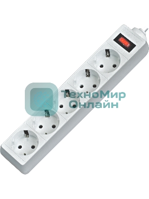 Сетевой фильтр Defender ES, 5.0 м, 5 розеток белый