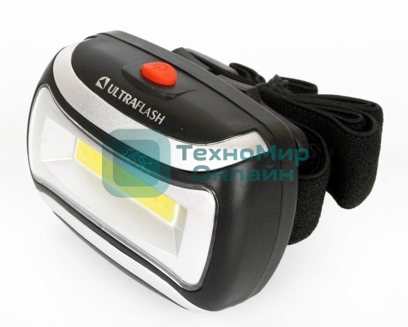 Фонарь налобный LED 5380 (3Вт COB LED 3 режима черн. пласт. пакет) Ultraflash 12870