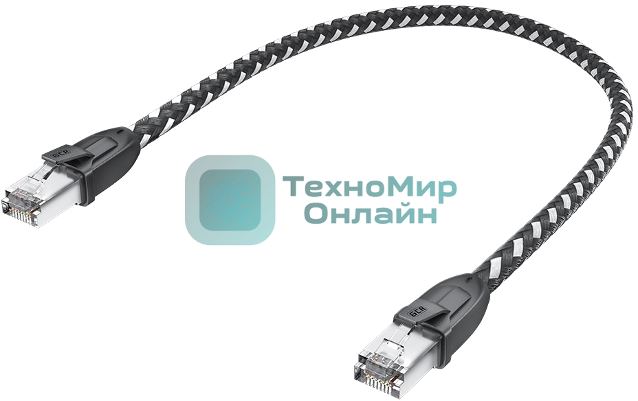 Патч-корд GCR PROF прямой 3.0m, UTP медь cat.6, STRONG черно-белый нейлон, ethernet high speed 10 Гбит/с, T568B, GCR-52778