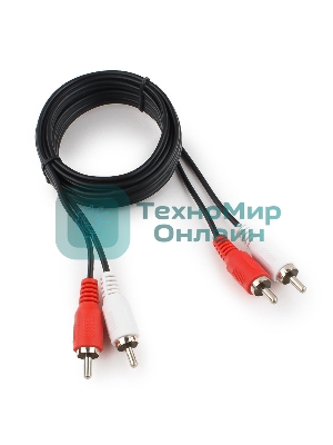 Кабель аудио Cablexpert CCA-2R2R-1.8M-N, 2xRCA/2xRCA, 1.8м, черный, пакет