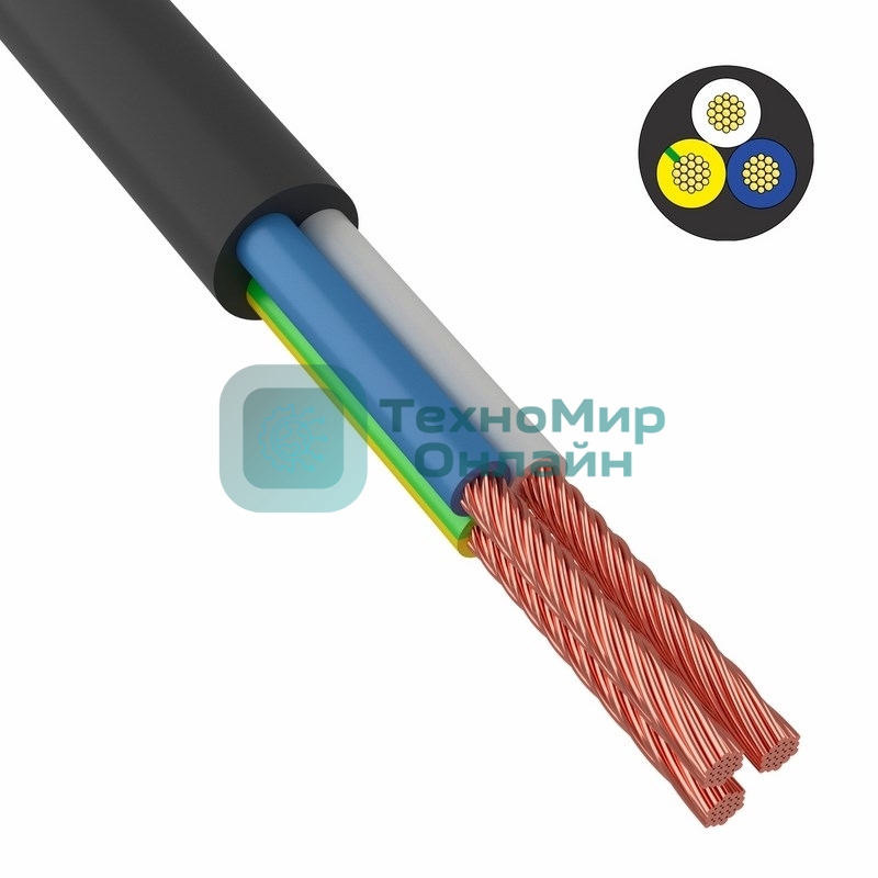 Провод соединительный ПВС 3x1,5 мм² 150 м черный ГОСТ 7399-97