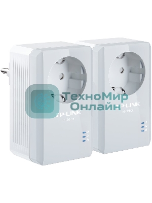 Сетевой адаптер TP-Link TL-PA4010PKIT AV600 Powerline Adapter with AC Pass Through Starter Kit, Ultra Compact Size, 500Mbps Powerline Datarate, 10/100Mbps Fast Ethernet, HomePlug AV, Green Powerline, Plug and Play