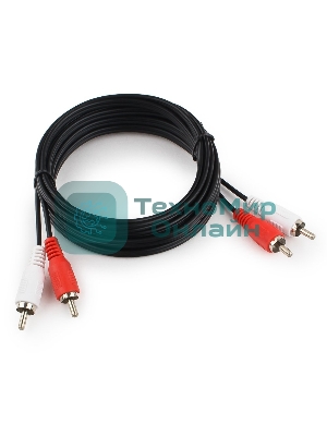 Кабель аудио Cablexpert CCA-2R2R-3M-N, 2xRCA/2xRCA, 3м, черный, пакет