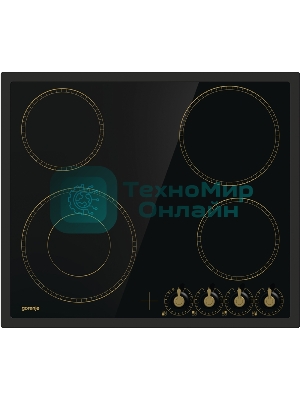 Варочная поверхность Gorenje EC642CLB, конфорок: 4 шт., стеклокерамика, независимая, черный