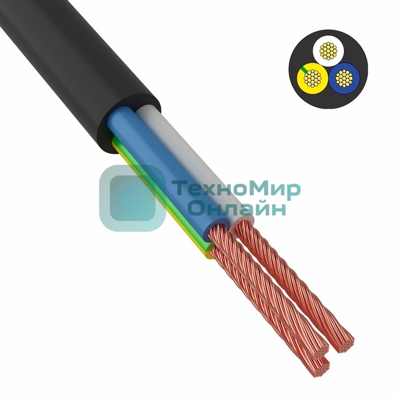 Провод соединительный ПВС 3x1,0 мм² 200 м черный ГОСТ 7399-97