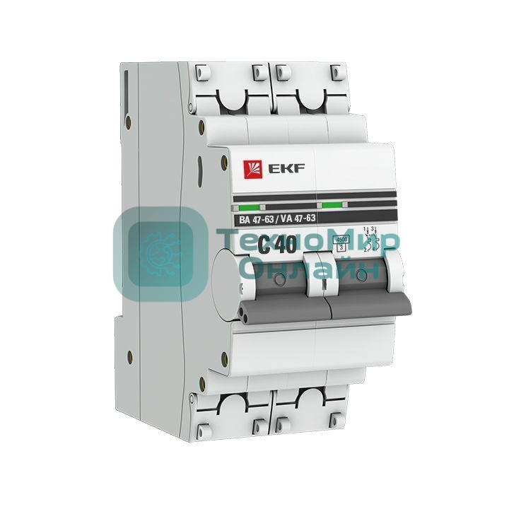 Выключатель автоматический EKF mcb4763-2-40C-pro 2P 40А (C) 4,5kA ВА 47-63 EKF PROxima