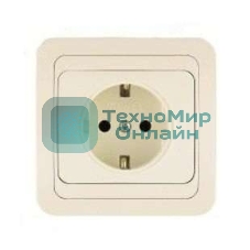 Розетка 1-м Makel СП Mimoza 16А IP20 с заземл. крем/крем