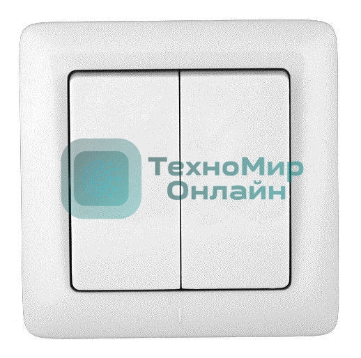 Выключатель WESSEN VS56-234-BХИТ белый 2-клавишный 6А скрытый монтаж