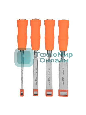 Набор стамесок Sparta 4 шт, 6-12-18-24 мм, плоские, пластиковые ударные рукоятки