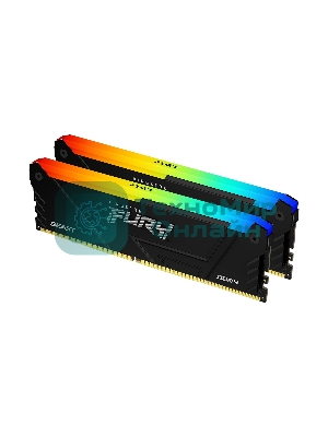 Оперативная память Kingston Fury Beast, DDR4, 32GB (2x16GB), 3600MHz, CL18, DIMM, с радиатором, RGB, черный