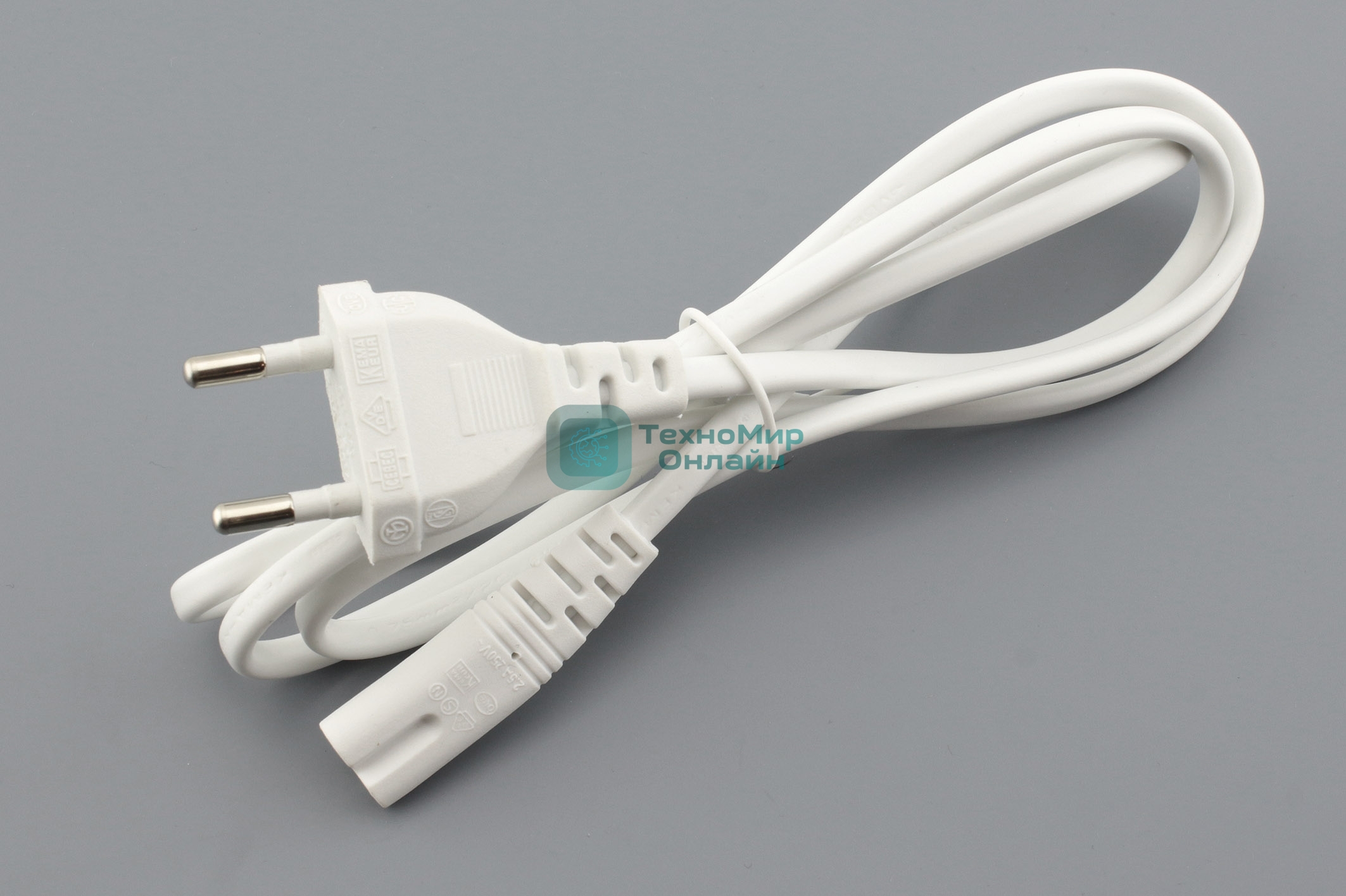 Кабель сетевой для блоков питания двухпиновый 1.2м (0,75мм) белый