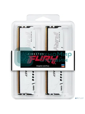 Оперативная память Kingston Fury Beast, DDR5, 32GB (2x16GB), 5200MHz, CL40, DIMM, с радиаторами, белый