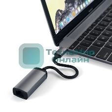 Адаптер Satechi Type-C to Gigabit Ethernet. Поддержка 10/100/1000Mbps Ethernet, серый космос