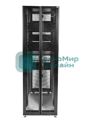 Шкаф серв. ПРОФ нап. 42U (600x1000) дверь перфорированная 2 шт., цвет черный, в сборе (ШТК-СП-42.6.10-44АА-9005) (1 коробка)