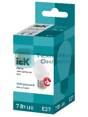 Лампа светодиодная IEK LLE-G45-7-230-40-E27 ECO G45 7Вт шар 4000К белый E27 630лм 230-240В